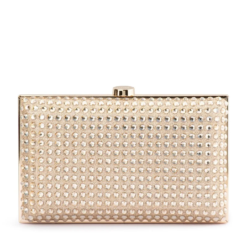 Lace - Trimmed Satin Clutch in Ivory for Garden WeddingsMANUELA Hotfix Clutch