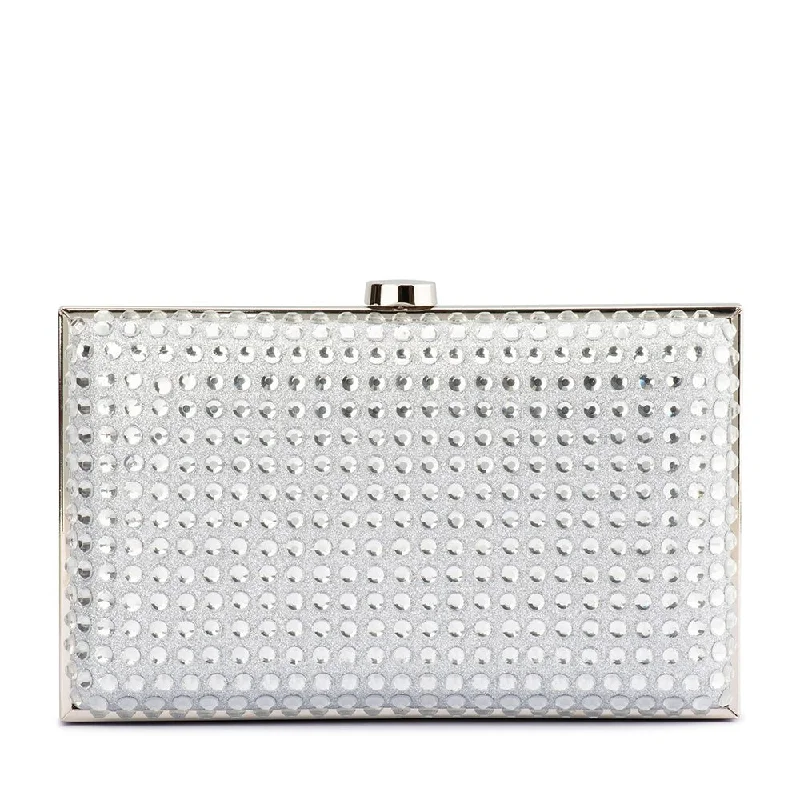 Lace - Trimmed Satin Clutch in Ivory for Garden WeddingsMANUELA Hotfix Clutch