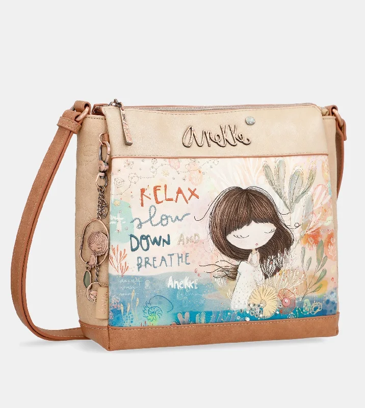 Large Faux Leather Crossbody Bag in Brown with Tassel Details for Casual TravelMediterranean Triple compartment shoulder bag