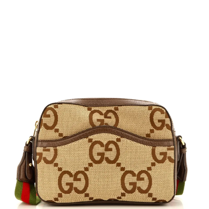 Women's Crossbody Bag with Zippered Pocket on the Back in Red for SecurityMessenger Bag Jumbo GG Canvas Women's Crossbody Bag with Zippered Pocket on the Back in Red for SecurityMessenger Bag Jumbo GG Canvas