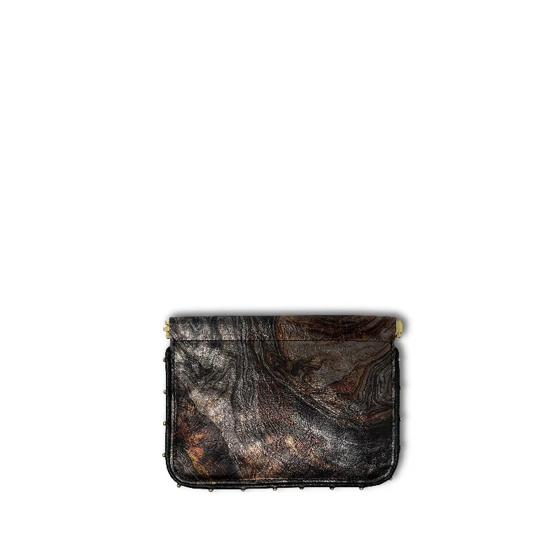 Suede Clutch with Tassel Details in Olive for Fall SoireesMetallic Marble Small Snap Pouch