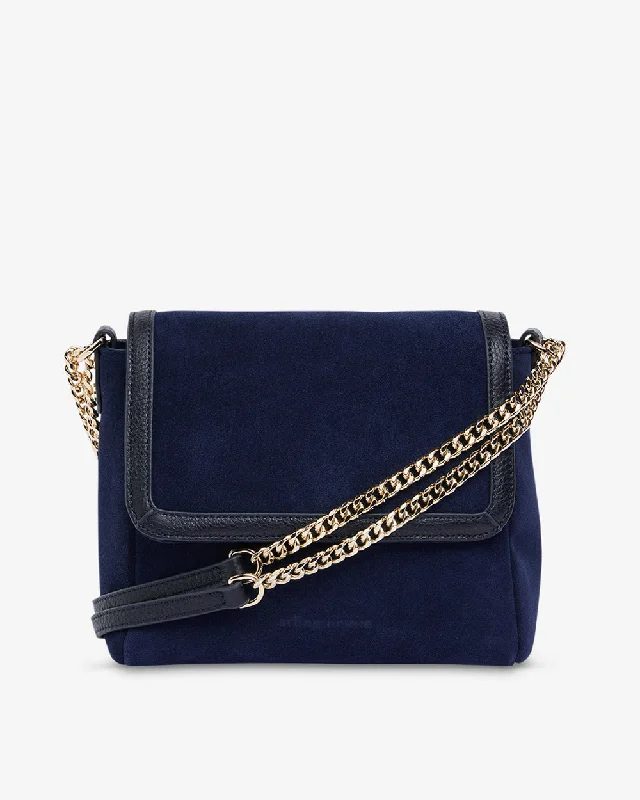 Mirrored Clutch in Silver for Futuristic - Themed GatheringsMini Antonia - Navy