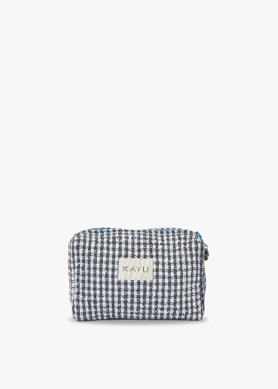Leather Clutch with Chain Strap in Black for Cocktail PartiesMini Elsie Travel Case Zip Pouch Bag