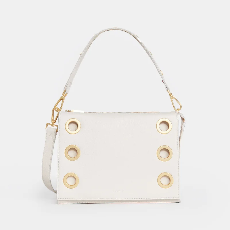 Women's Faux Fur Clutch in White for Winter BallsMontana Clutch | Calla Lily White/Brushed Gold | Lrg