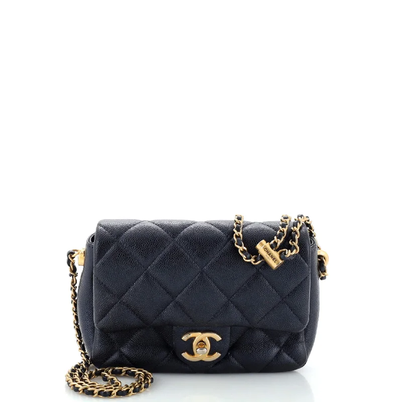Women's Crossbody Bag with RFID - Blocking Pocket in Black for Safe TravelMy Perfect Adjustable Chain Flap Bag Quilted Iridescent Caviar Mini