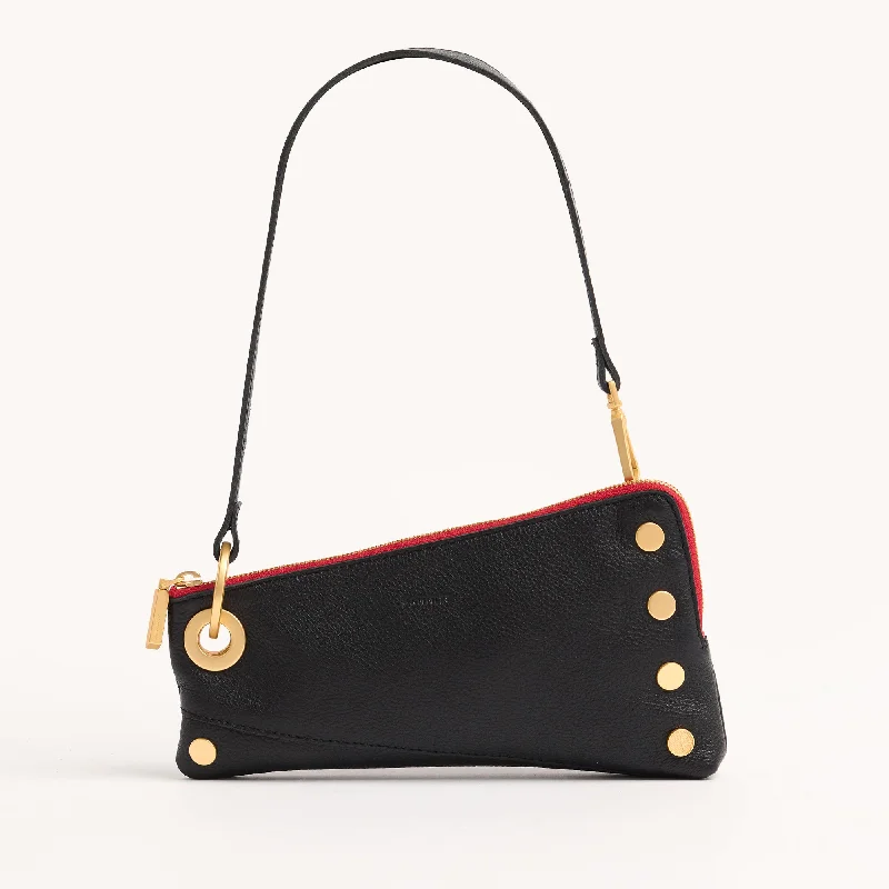 Floral - Printed Satin Clutch in Pink for Spring GalasNash Pochette | Black/Brushed Gold Red Zip