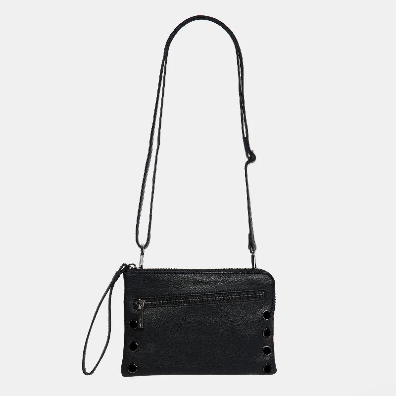 Quilted Leather Evening Bag in Gray for Sophisticated EventsNash Small | Black/Gunmetal Quilted Leather Evening Bag in Gray for Sophisticated EventsNash Small | Black/Gunmetal