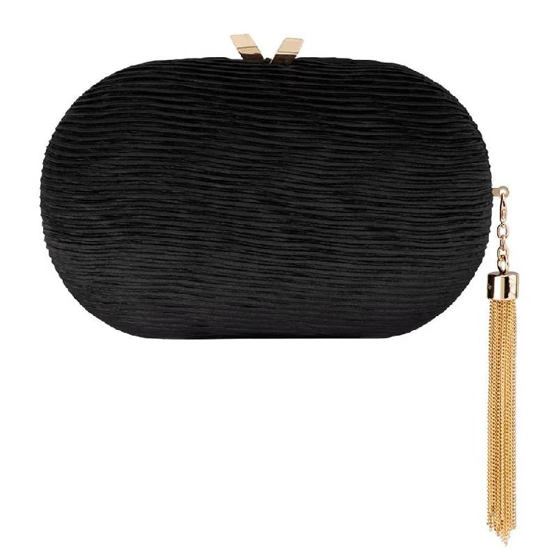 Snake - Skin Effect Clutch in Green for Exotic PartiesNATALIE Pleated Oval Clutch