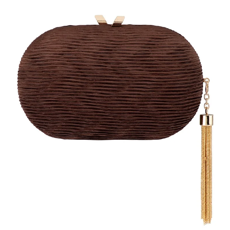 Large Sequin Clutch in Gold for Red - Carpet EventsNATALIE Pleated Oval Clutch