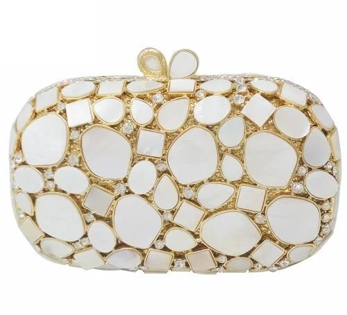 Geometric - Patterned PVC Evening Bag in Multicolor for Trendy Nights OutNatural Shell Evening Bag