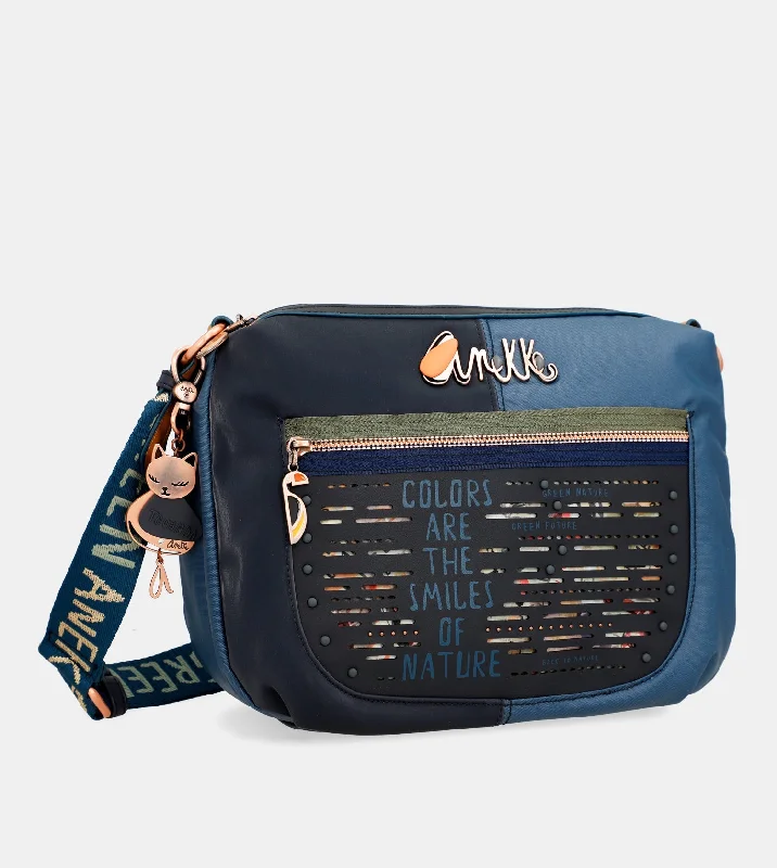Embroidered Silk Crossbody Bag in Purple for Formal Events and WeddingsNature Pachamama flexible navy blue crossbody bag