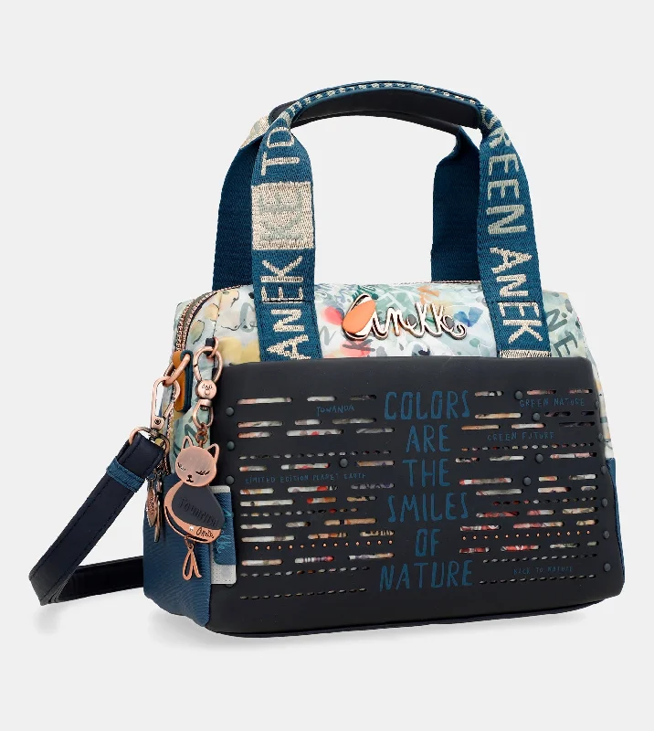Straw Crossbody Bag in Natural Color for Beach Vacations and Summer DaysNature Pachamama navy blue bowling bag