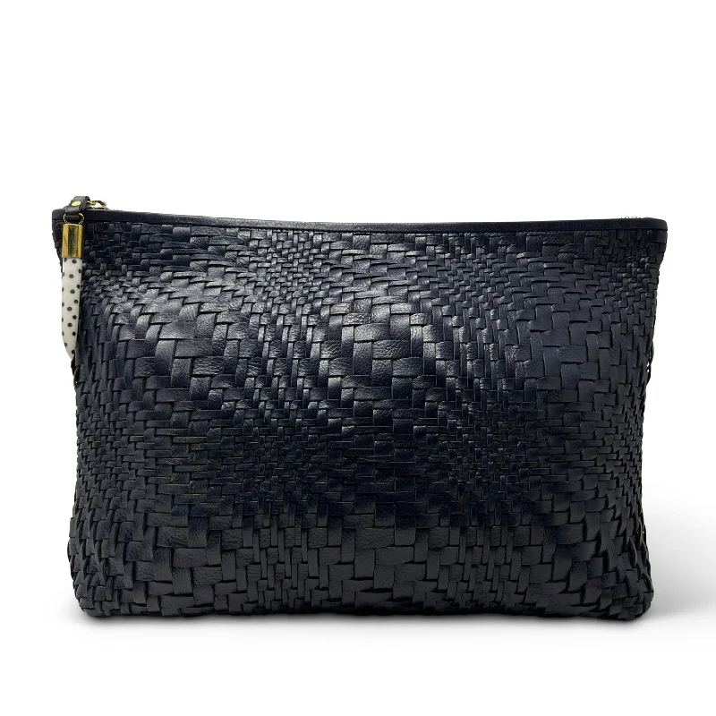 Women's Lizard - Print Clutch in Brown for a Chic LookNavy Vari Weave Clutch