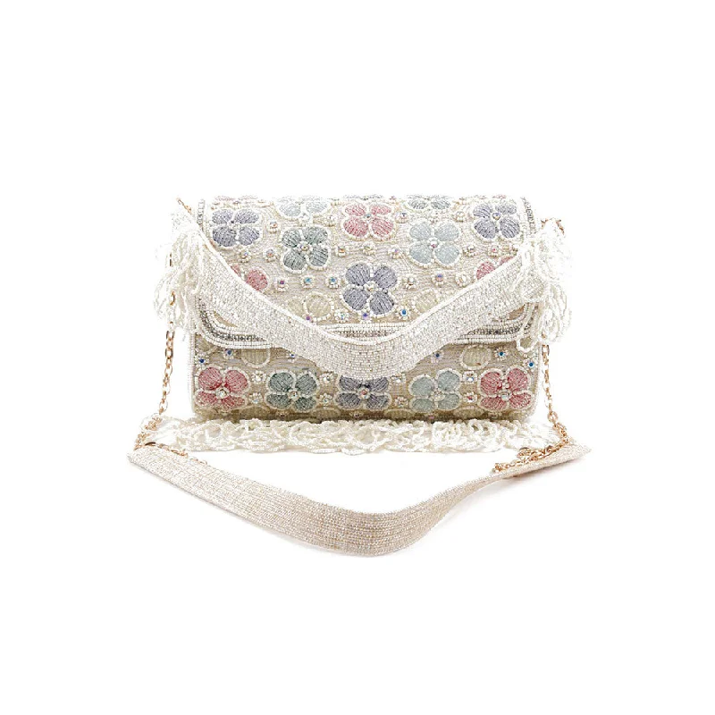Women's Embroidered Silk Evening Bag in Navy for WeddingsOdette Multi Color Tasselled Clutch for Women Women's Embroidered Silk Evening Bag in Navy for WeddingsOdette Multi Color Tasselled Clutch for Women