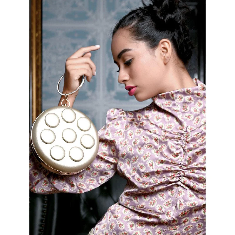 Pearl - Embellished Clutch in Cream for Bridal ShowersOdette Solid Gold Clutch Bag
