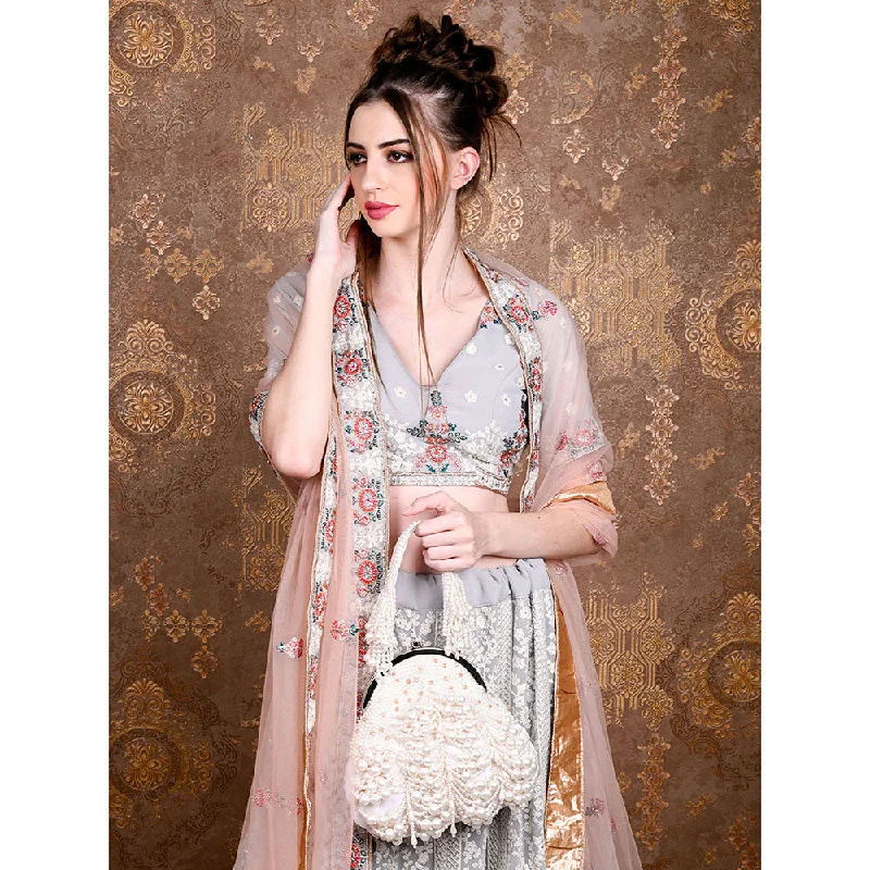 Large Sequin Clutch in Gold for Red - Carpet EventsOdette White Pearl Studded Bridal Clutch Bag