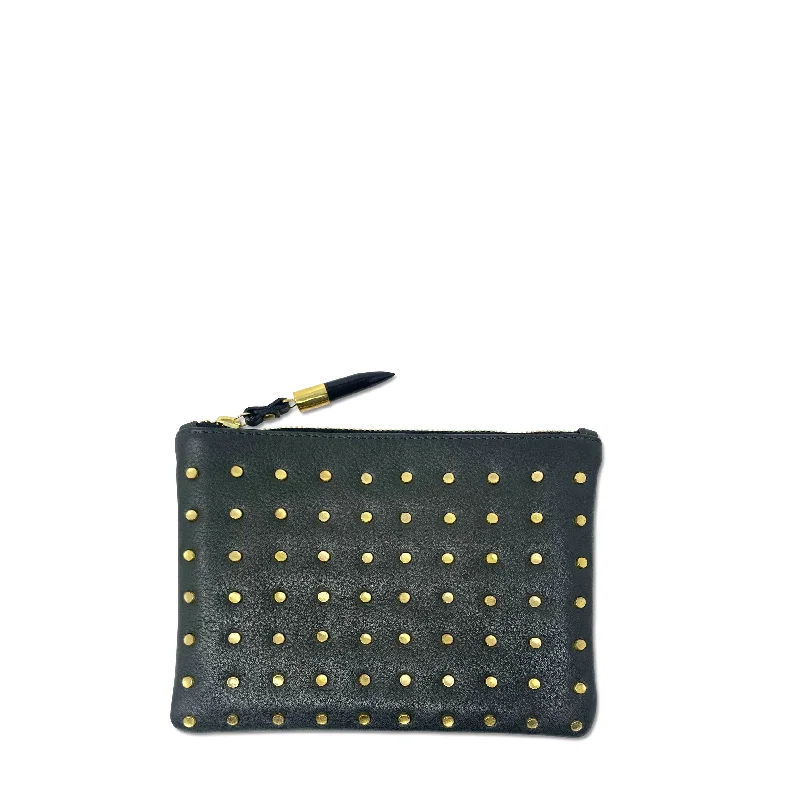 Snake - Skin Effect Clutch in Green for Exotic PartiesOlive Brass Stud Small Pouch