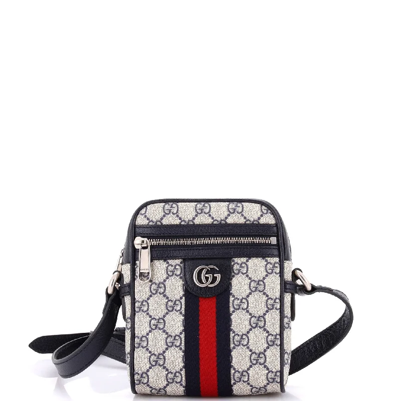 Waterproof Nylon Crossbody Bag in Navy Blue for Outdoor Hiking TripsOphidia Messenger Bag GG Coated Canvas Mini