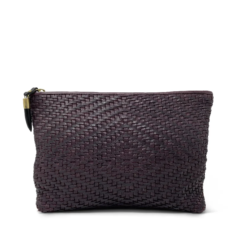 Pearl - Embellished Clutch in Cream for Bridal ShowersOxblood Woven - Medium Pouch