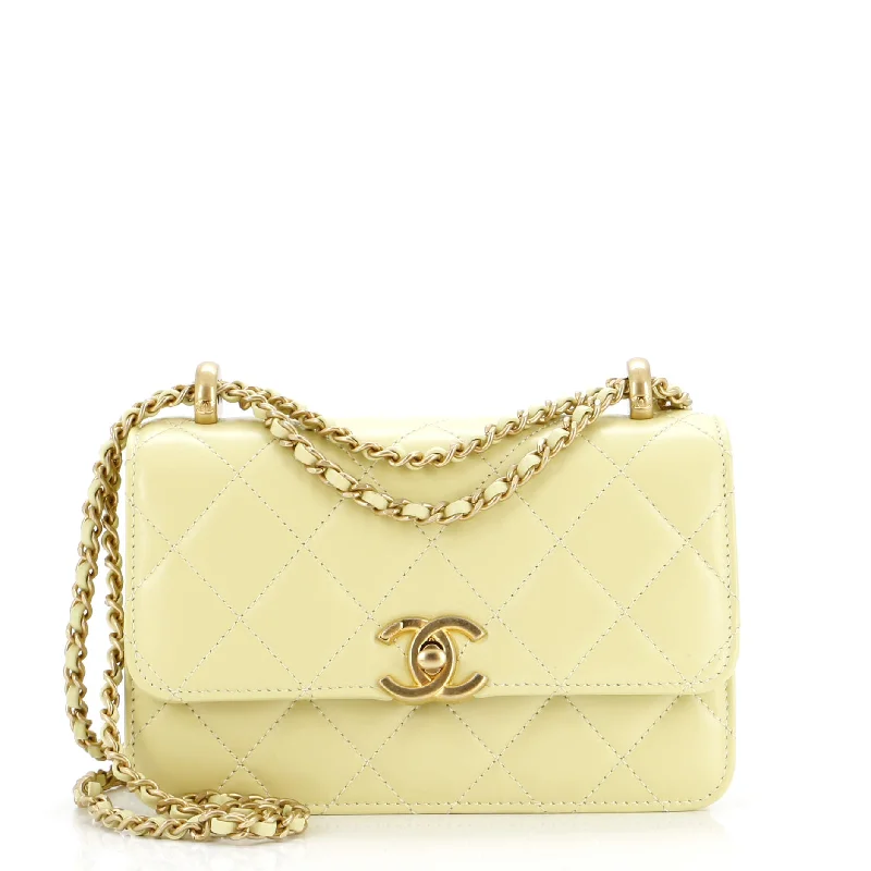 Women's Crossbody Bag with Zippered Pocket on the Back in Red for SecurityPerfect Fit Flap Bag Quilted Calfskin Mini