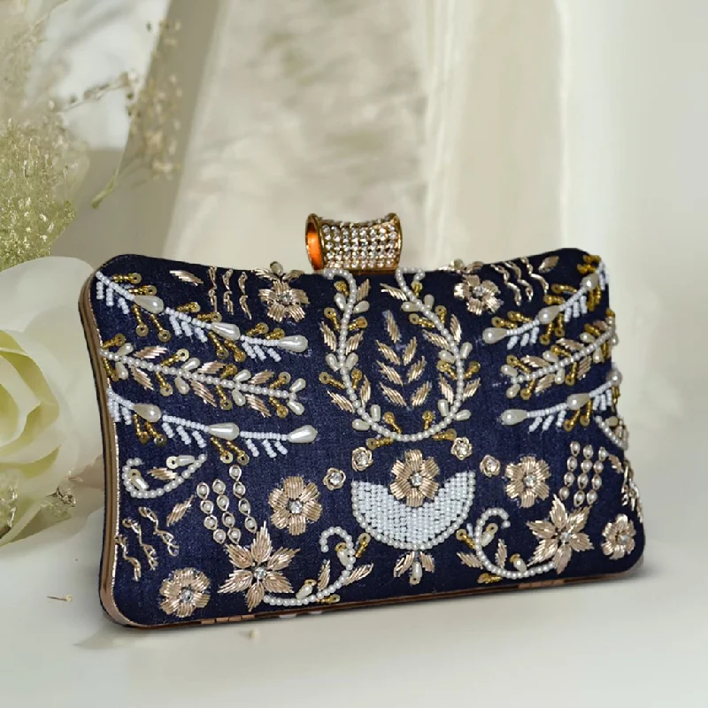 Mirrored Clutch in Silver for Futuristic - Themed GatheringsPillow Zari Clutch | Blue Mirrored Clutch in Silver for Futuristic - Themed GatheringsPillow Zari Clutch | Blue