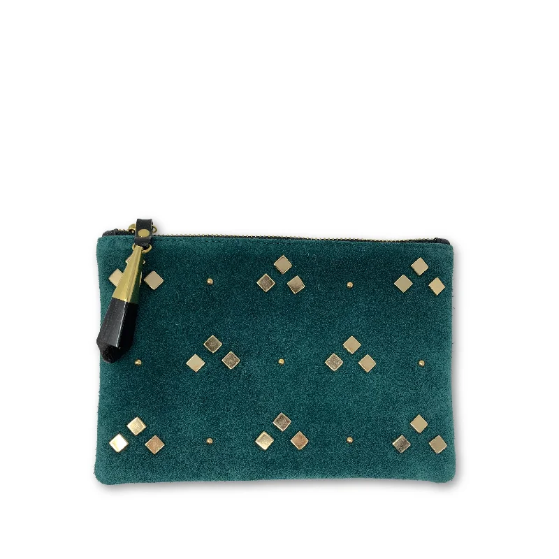 Women's Glittery Clutch in Blue for Disco - Themed EventsPetrol Studded Small Pouch Women's Glittery Clutch in Blue for Disco - Themed EventsPetrol Studded Small Pouch