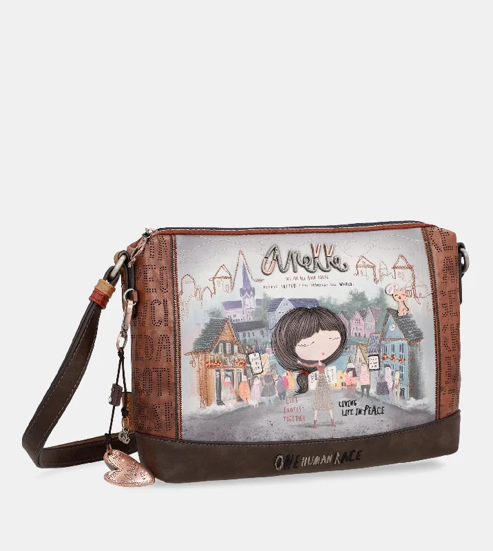 Plus - size Women's Crossbody Bag in Burgundy for Ample StoragePrinted shoulder bag Voice