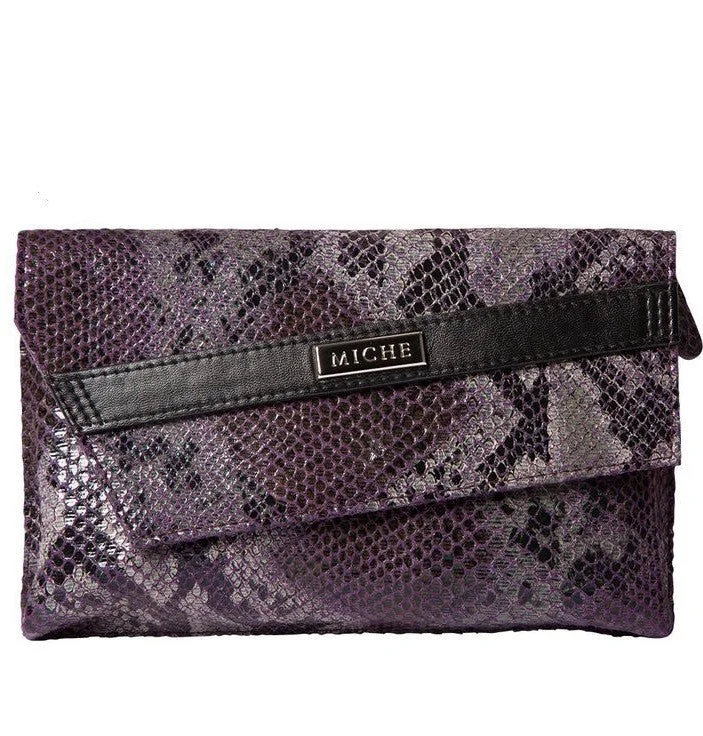 Geometric - Patterned PVC Evening Bag in Multicolor for Trendy Nights OutPurple Snake Clutch