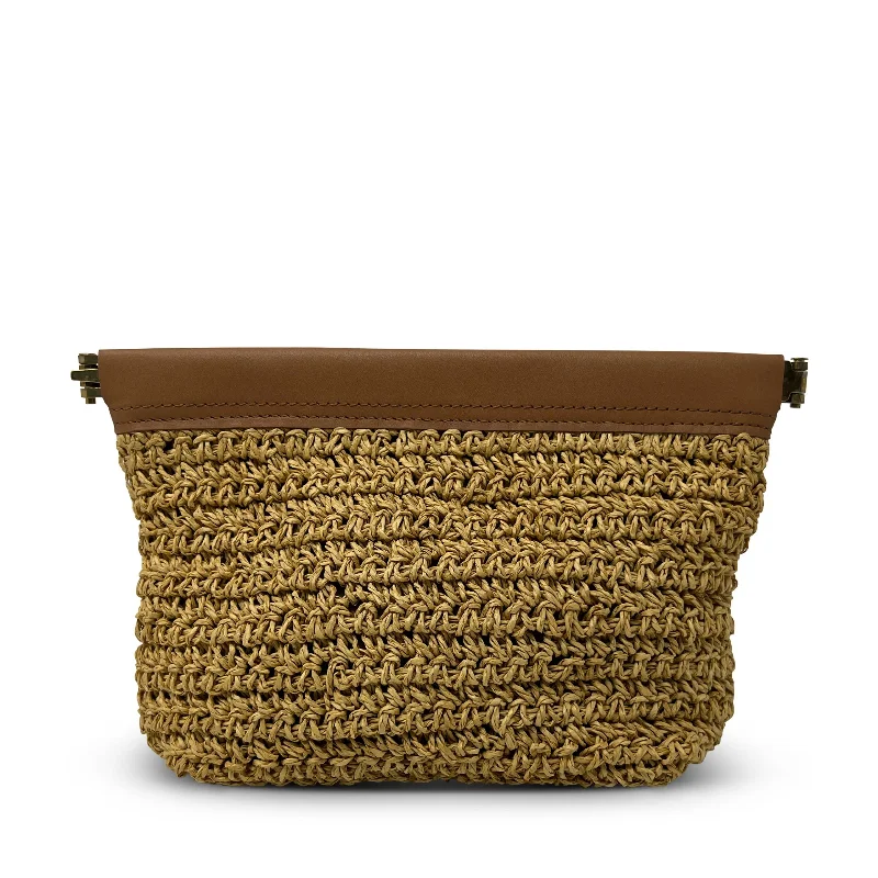 Geometric - Patterned PVC Evening Bag in Multicolor for Trendy Nights OutRaffia Make Up Snap Pouch