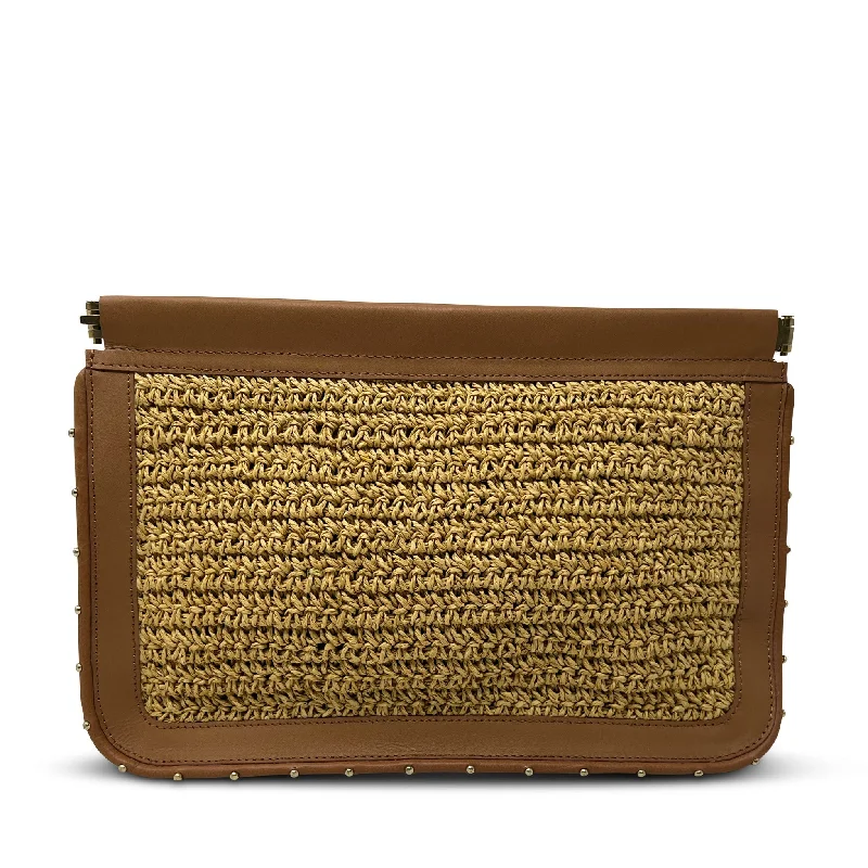 Lace - Trimmed Satin Clutch in Ivory for Garden WeddingsRaffia Vacheta Clutch