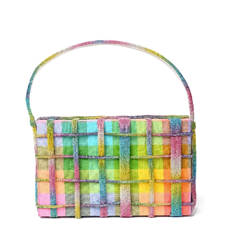 Leather Clutch with Chain Strap in Black for Cocktail PartiesRainbow Etoile Clutch