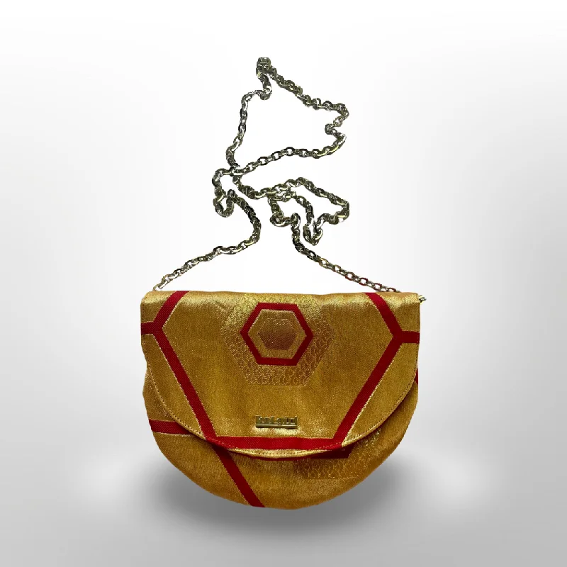 Geometric - Patterned PVC Evening Bag in Multicolor for Trendy Nights OutRed and Gold Kikkou Card Purse Geometric - Patterned PVC Evening Bag in Multicolor for Trendy Nights OutRed and Gold Kikkou Card Purse