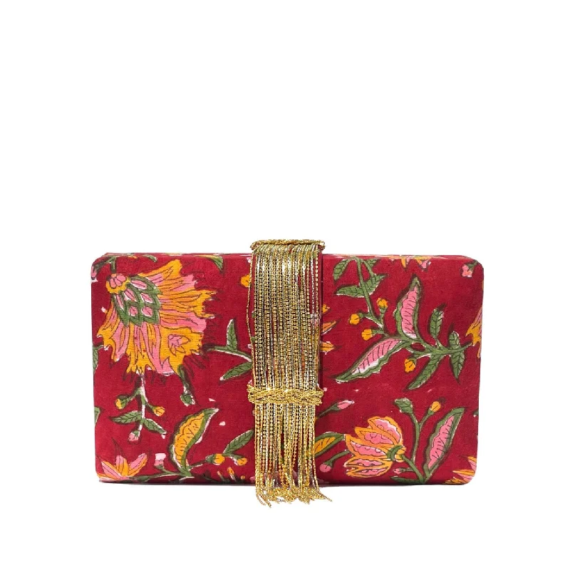 Mirrored Clutch in Silver for Futuristic - Themed GatheringsHibiscus Fringe Clutch