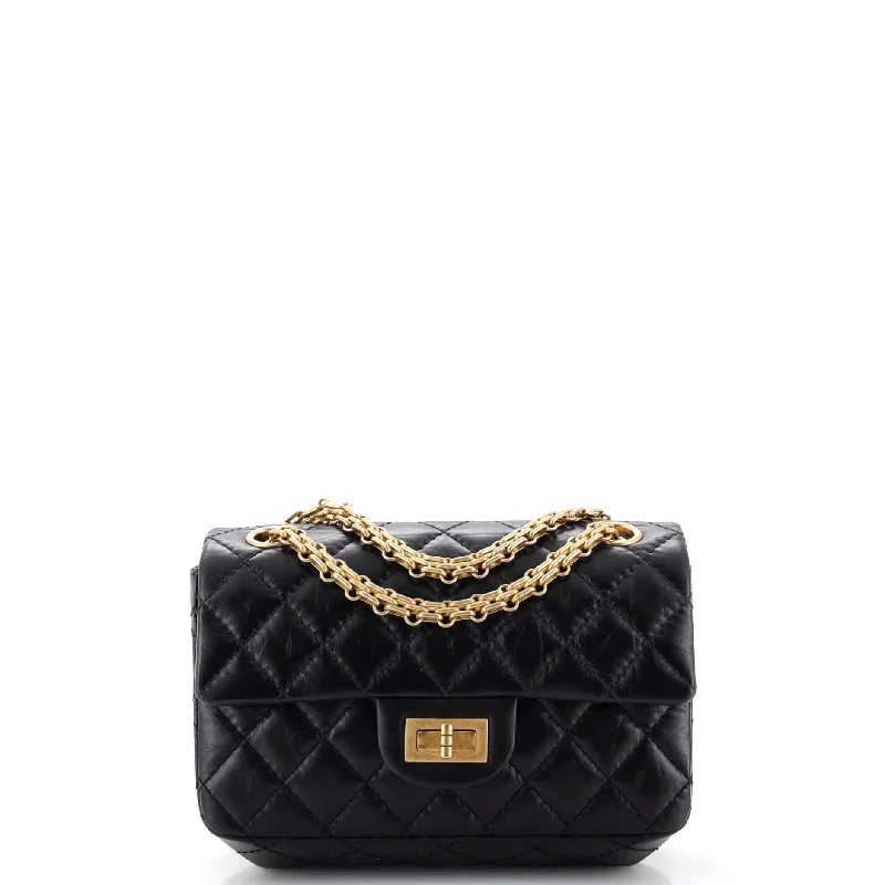 Plus - size Women's Crossbody Bag in Burgundy for Ample StorageReissue 2.55 Flap Bag Quilted Aged Calfskin Mini
