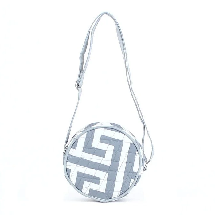 Medium - sized Canvas Crossbody Bag in Beige with Floral Print for Spring OutingsMA001 Quilted Circle Maze Print Crossbody Bag