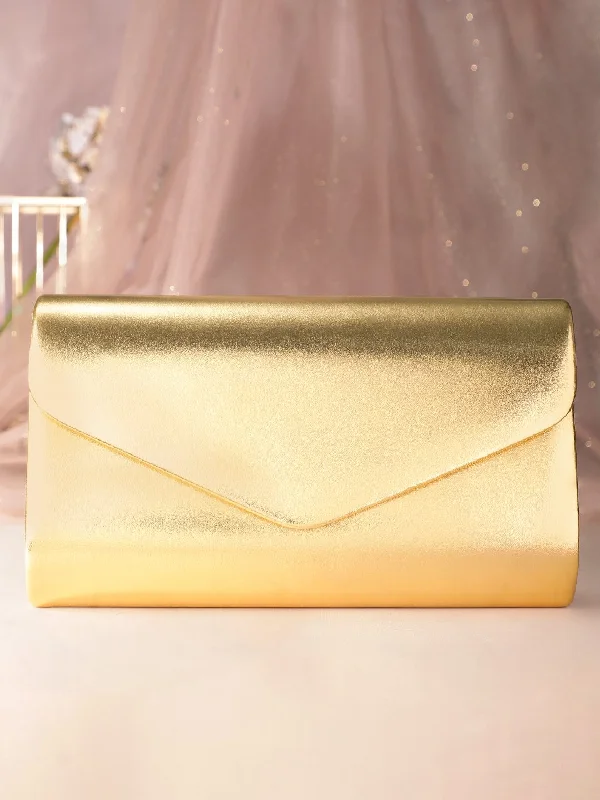 Pearl - Embellished Clutch in Cream for Bridal ShowersRubans Gilded Allure Golden Glossy Finish Clutch Bag