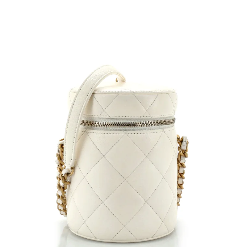 Women's Crossbody Bag with Magnetic Closure in White for Quick AccessSide Note Vanity Case Quilted Lambskin Small