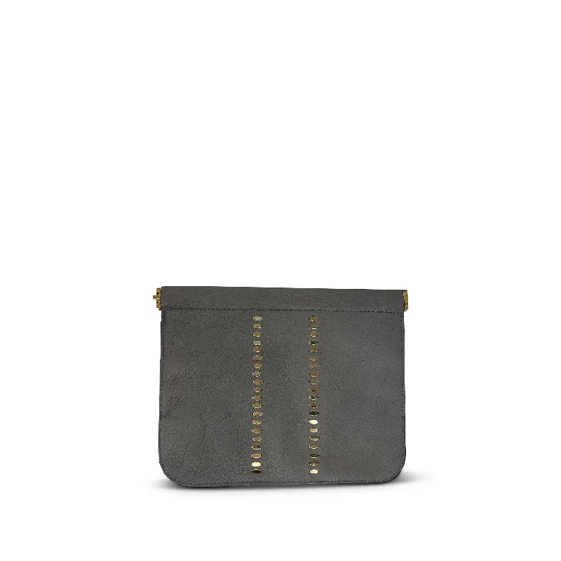 Snake - Skin Effect Clutch in Green for Exotic PartiesSmall Grey Stud Snap Pouch