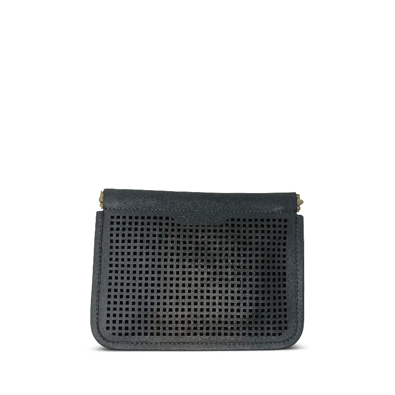 Geometric - Patterned PVC Evening Bag in Multicolor for Trendy Nights OutSmall Snap Pouch - Gunmetal Geo Sport Perf