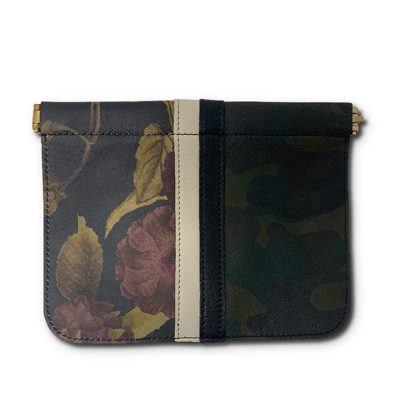 Women's Faux Fur Clutch in White for Winter BallsSMALL SNAP POUCH PEONY CAMO