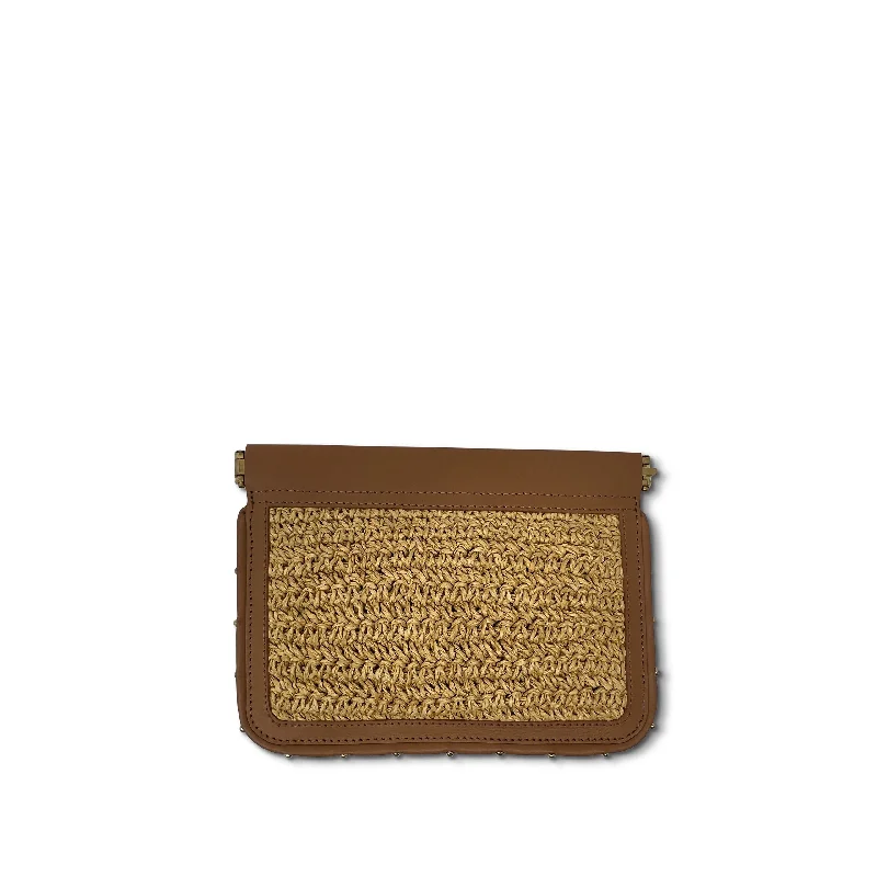 Women's Monogrammed Leather Clutch in Tan for Personalized StyleSmall Snap Raffia Pouch Women's Monogrammed Leather Clutch in Tan for Personalized StyleSmall Snap Raffia Pouch