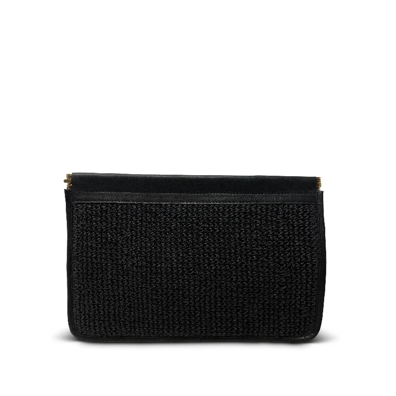 Pearl - Embellished Clutch in Cream for Bridal ShowersSnap Clutch - Black Raffia