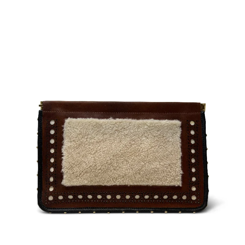 Floral - Printed Satin Clutch in Pink for Spring GalasSnap Clutch - Leather Rattan