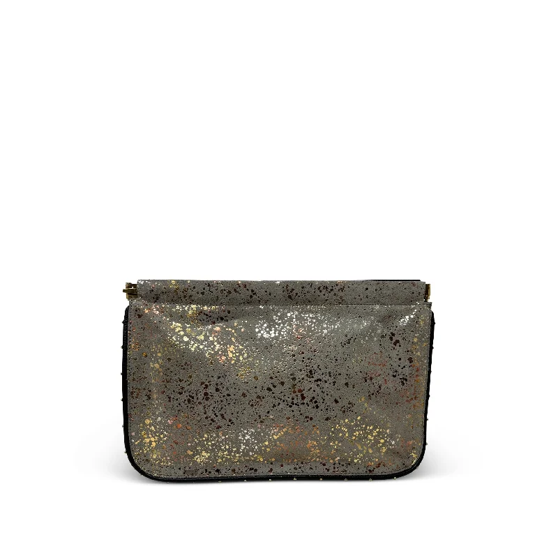 Lace - Trimmed Satin Clutch in Ivory for Garden WeddingsSnap Clutch - Stardust