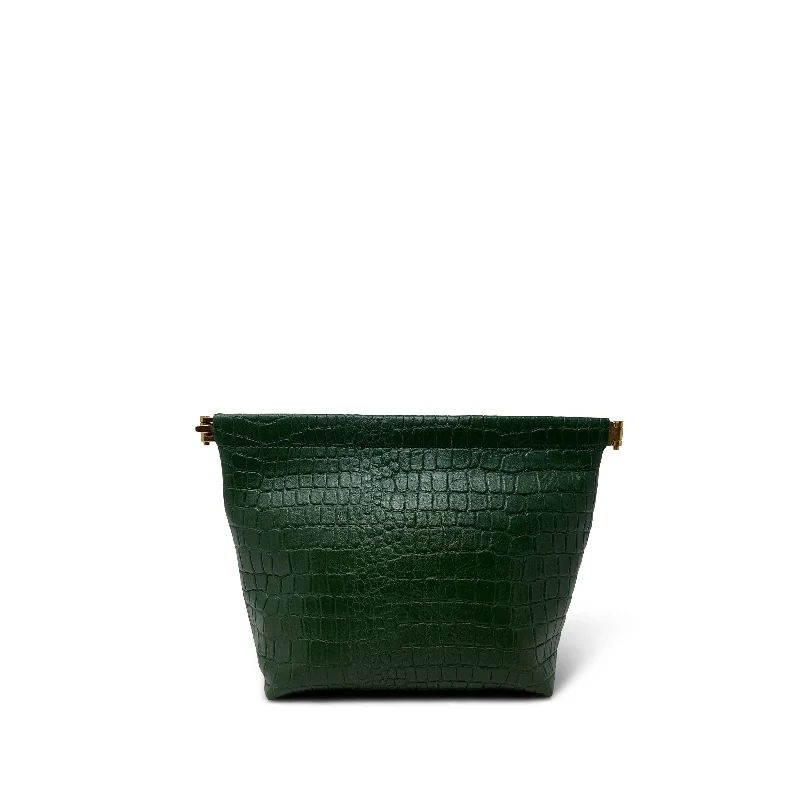 Women's Metallic Leather Clutch in Rose Gold for Valentine's DateSnap Make Up Bag - Black Forest Croco Women's Metallic Leather Clutch in Rose Gold for Valentine's DateSnap Make Up Bag - Black Forest Croco