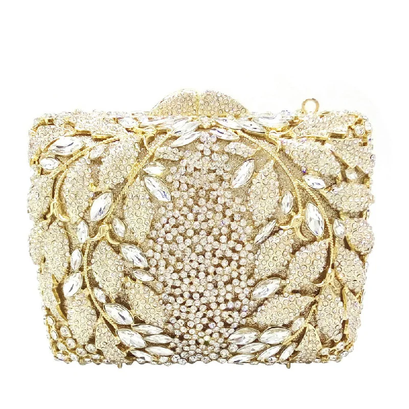 Women's Small Beaded Clutch in Silver for New Year's Eve PartyCrystal Clutch Purse