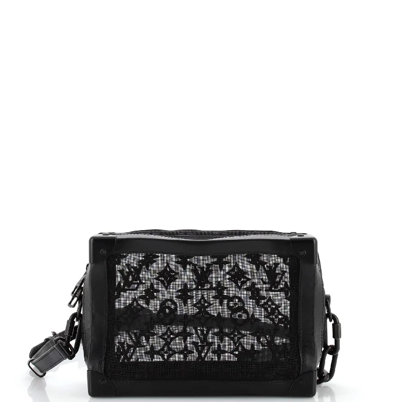Women's Crossbody Bag with Magnetic Closure in White for Quick AccessSoft Trunk Bag Monogram See Through Mesh Women's Crossbody Bag with Magnetic Closure in White for Quick AccessSoft Trunk Bag Monogram See Through Mesh