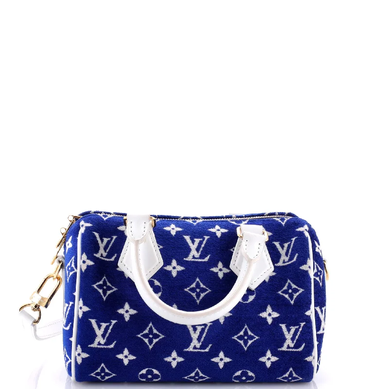 Women's Mini Crossbody Bag in Pink Velvet with Rhinestone Accents for Girls' Nights OutSpeedy Bandouliere Bag LV Match Monogram Jacquard Velvet 20