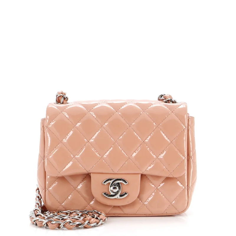 Medium - sized Canvas Crossbody Bag in Beige with Floral Print for Spring OutingsSquare Classic Single Flap Bag Quilted Patent Mini Medium - sized Canvas Crossbody Bag in Beige with Floral Print for Spring OutingsSquare Classic Single Flap Bag Quilted Patent Mini