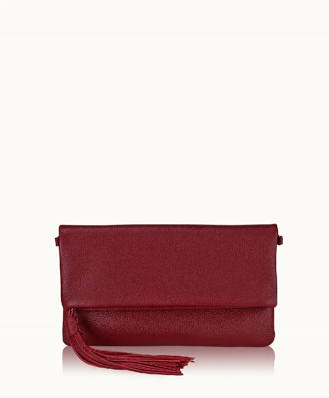 Velvet Clutch Bag in Burgundy with Crystal Embellishments for Formal DinnersStella Fold-Over Clutch Velvet Clutch Bag in Burgundy with Crystal Embellishments for Formal DinnersStella Fold-Over Clutch
